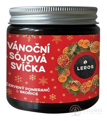 LEROS VÁNOČNÍ SÓJOVA SVÍČKA vonná svíčka s vůní červeného pomeranče &amp; skořice 1x120 ml