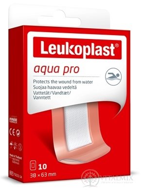 Leukoplast AQUA PRO náplast na rány, voděodolná, 38x63 mm (inov.2020 / 2021) 1x10 ks