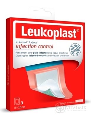 Leukoplast LEUKOMED SORBACT absorpční náplast na rány, voděodolná, 8x10 cm, 1x3 ks
