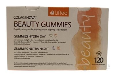 Liftea COLAGENOVA BEAUTY GUMMIES GUMMIES HYDRA DAY 60 ks + GUMMIES NUTRA NIGHT 60 ks (120 ks), 1x1 set