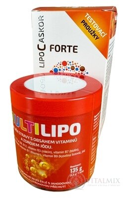 LIPO C Askor Forte + Multilipo zdarma cps 120 ks - vitamín C s lipozomálním vstřebáváním + testovací proužky + želé 30 ks, 1x1 set