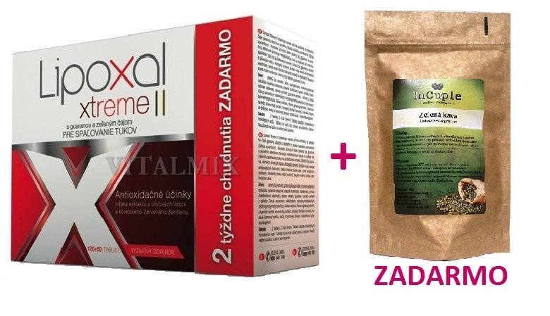 Lipoxal Xtreme II 120 + 60tbl zdarma + Zelená káva PRÉMIUM 100g ZDARMA
