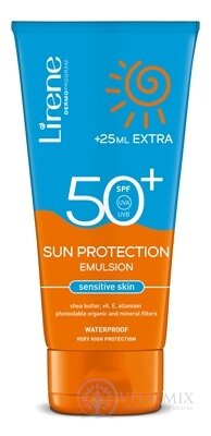 Lirene SUN PROTECTION SPF 50+ sensitive hydratační emulze na opalování na citlivou pokožku (150 ml + 25 ml extra) 1x175 ml