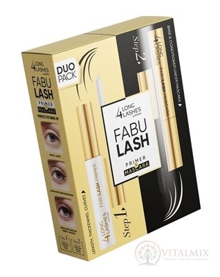 LONG 4 LASHES FABULASH PRIMER &amp; MASCARA řasenka 10 ml + podkladová báze pod řasenku 9 ml, 1x1 set