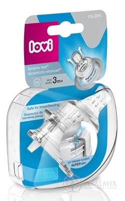 LOVI Dynamický dudlík na láhev Pomalý (3m +), silikonový, 1x2 ks