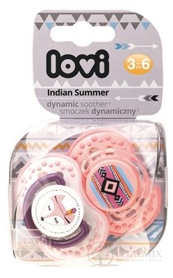 LOVI Dynamický utišující dudlík Indian Summer (3-6m), Girl, 1x2 ks