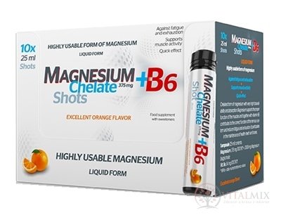 MAGNESIUM Chelate + B6 orange SALUTEM ampule na pití s pomerančovou příchutí 10x25 ml (250 ml)