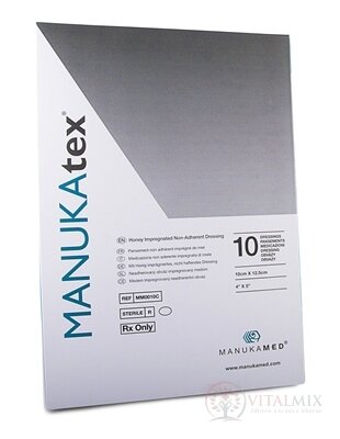 MANUKAtex obvaz impregnovaný medem, 10x12,5 cm, 1x10 ks