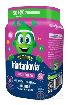 WALMARK Marťánci GUMMY s Bezou černou želatinové tablety, příchuť jablko a černý rybíz 50+20 zdarma (70 ks)