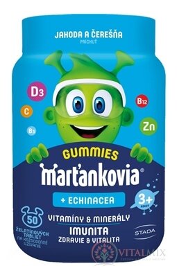 WALMARK Marťánci Gummy Vitamíny s Echinaceou želatinové tablety, příchuť jahoda a třešeň 1x50 ks