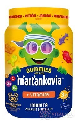 WALMARK Marťánci GUMMY JARO - LÉTO želatinové tablety, příchuť borůvka, citron, jahoda, mandarinka 1x50 ks
