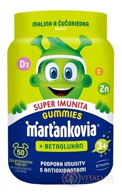 STADA Marťánci GUMMY Super Imunita &amp; Betaglukan želatinové tablety, příchuť malina a borůvka 1x50 ks