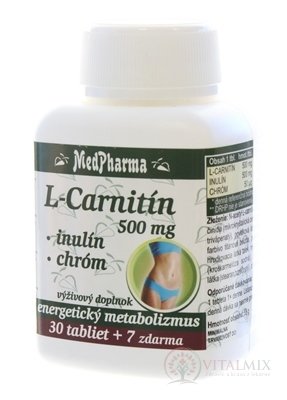 MedPharma L-CARNITIN 500 MG + INULIN + CHROM tbl 30 + 7 zdarma (37 ks)