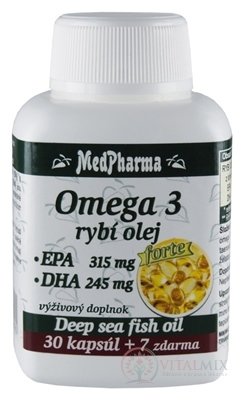 MedPharma OMEGA 3 rybí olej forte - EPA, DHA cps 30 + 7 zdarma (37 ks)