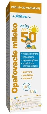 MedPharma OPALOVACÍ MLÉKO BABY SPF 50 pro děti 200 + 30 ml zdarma (230 ml)