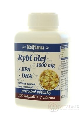 MedPharma RYBÍ OLEJ 1000 mg - EPA, DHA cps 100 + 7 zdarma (107 ks)