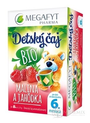 MEGAFYT Dětský čaj BIO MALINA A JAHŮDKA ovocný čaj (od ukončeného 6. měsíce) 20x1,75 g (35 g)
