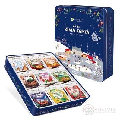 MEGAFYT KDYŽ SE ZIMA Zeptá Kolekce čajů plechová krabice (9 druhů po 8 sáčků, 72 ks) 1x140 g