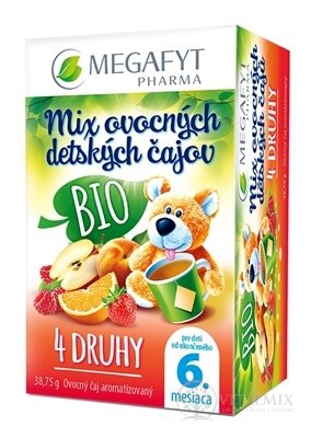 MEGAFYT Mix BIO ovocných dětských čajů 4 druhy čajů (od ukončeného 6. měsíce) 20 sáčků, 1x38,75 g