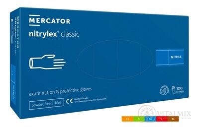 MERCATOR nitrylex classic Nitrilové rukavice vel.XL, modré, nesterilní, nepudrované 1x100 ks