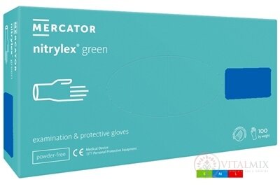 MERCATOR nitrylex green Nitrilové rukavice vel.S, mentolové, nesterilní, nepudrované 1x100 ks