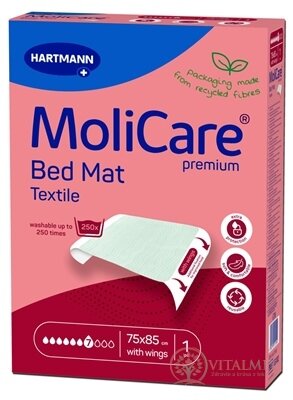 MoliCare Premium Bed Mat Textile 7 kapek 75x85cm textilní absorpční podložka s křidélky, 1x1 ks