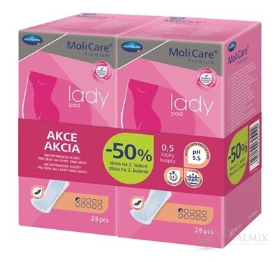 MoliCare Premium lady pad 0,5 kapky DUOPACK inkontinenční vložky (sleva -50% na 2. balení) 2x28 ks, 1x1 set