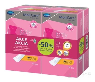MoliCare Premium lady pad 1,5 kapky DUOPACK inkontinenční vložky (sleva -50% na 2. balení) 2x14 ks, 1x1 set