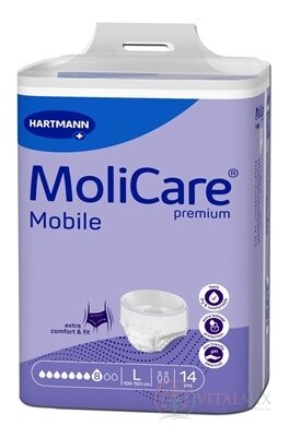 MoliCare Premium Mobile 8 kapek L plenkové kalhotky natahovací, fialové, obvod 100 - 150 cm, savost 2279 ml, 1x14 ks