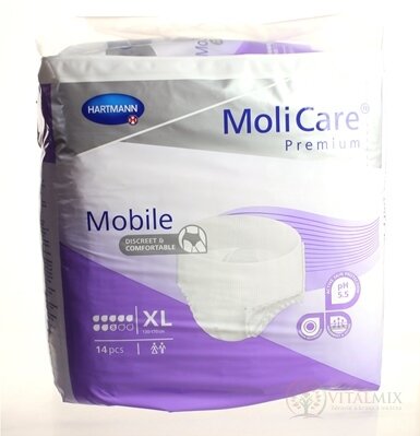 MoliCare Premium Mobile 8 kapek XL plenkové kalhotky natahovací, fialové, obvod 130 - 170 cm, savost 2421 ml, 1x14 ks