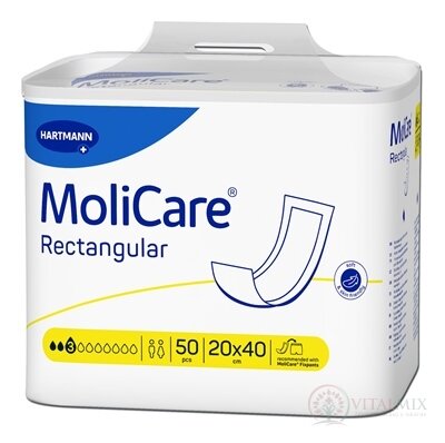 MoliCare Rectangular 3 kapky obdélníkové absorpční vložky (20 x 40 cm) 1x50 ks