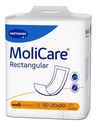 MoliCare Rectangular 4 kapky obdélníkové absorpční vložky (20 x 60 cm) 1x50 ks