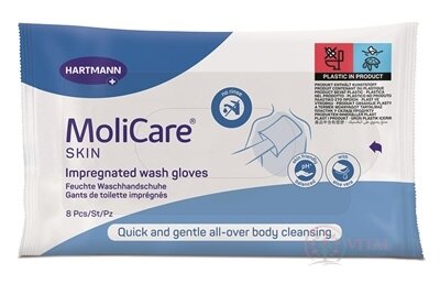 MoliCare SKIN Napuštěné mycí rukavice (modrá řada) 1x8 ks