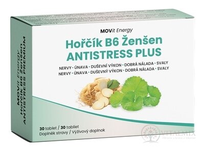 MOVit Hořčík B6 Ženšen Antistress PLUS tbl 1x30 ks