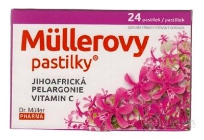 MÜLLEROVÉ pastilky Jihoafrická PELARGONIE, VIT. C 1x24 ks