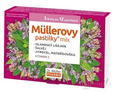 Müllerovy pastilky MIX 3 druhy po 12 ks, 1x36 ks