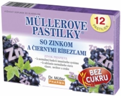 MÜLLEROVY PASTILKY SO ZINKEM A černého rybízu Bez cukru 1x12 ks