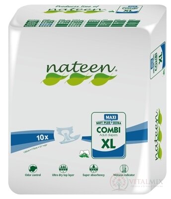 nateen COMBI MAXI XL plenky inkontinenční, obvod boků 130-175 cm, savost 3900 ml, 1x10 ks