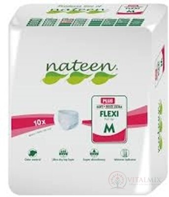 nateen FLEXI PLUS M kalhotky plenkové, obvod boků 90-130 cm, savost 2150 ml, 1x10 ks
