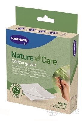 Nature Care Cotton gauze gázové kompresy 7,5x7,5cm, 5x2 ks