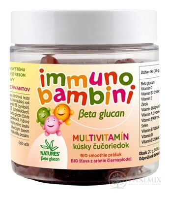 NATURES immuno bambini Beta glucan MULTIVITAMIN kousky borůvek, želatinové medvídci 1x60 ks
