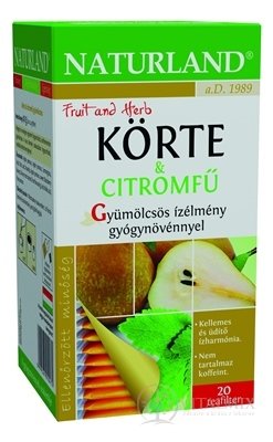 Naturland ČAJ S příchuť. HRUŠKA A CITRÓNOVÁ TRÁVA ovocný čaj, nálevové sáčky 20x2 g (60 g)