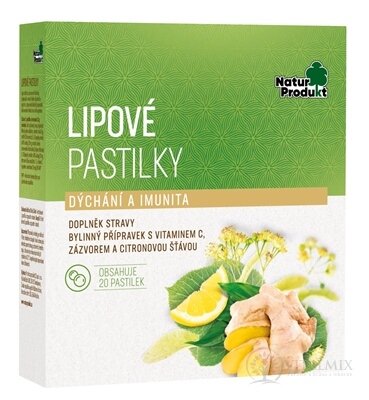 NaturProdukt LIPOVÉ PASTILKY dýchání a imunita 1x20 ks