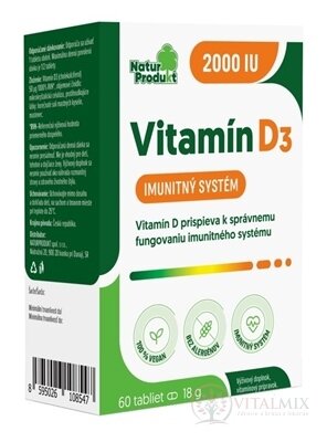 NaturProdukt Vitamin D3 2000 IU tbl (inov.2024)1x60 ks