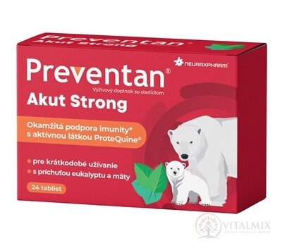 Neuraxpharm Preventan Akut Strong tbl s příchutí eukalyptu a máty 1x24 ks