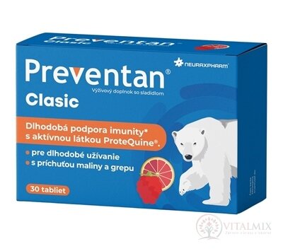 Neuraxpharm Preventan Clasic tbl příchuť malina a grep, 1x30 ks