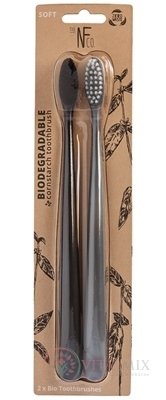 NFco. BIO zubní kartáček ČERNÁ + ŠEDÁ měkká 1x2 ks