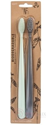 NFco. BIO zubní kartáček mátový + ŠEDÁ měkká 1x2 ks