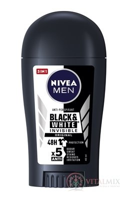 NIVEA MEN Anti-perspirant BLACK &amp; WHITE Original tuhý, Invisible, 48H, 5xAnti 1x40 ml