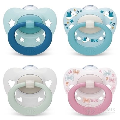 NUK DUDLÍK Signature 0-6m Box utišující, silikonový, různé barvy 1x1 ks